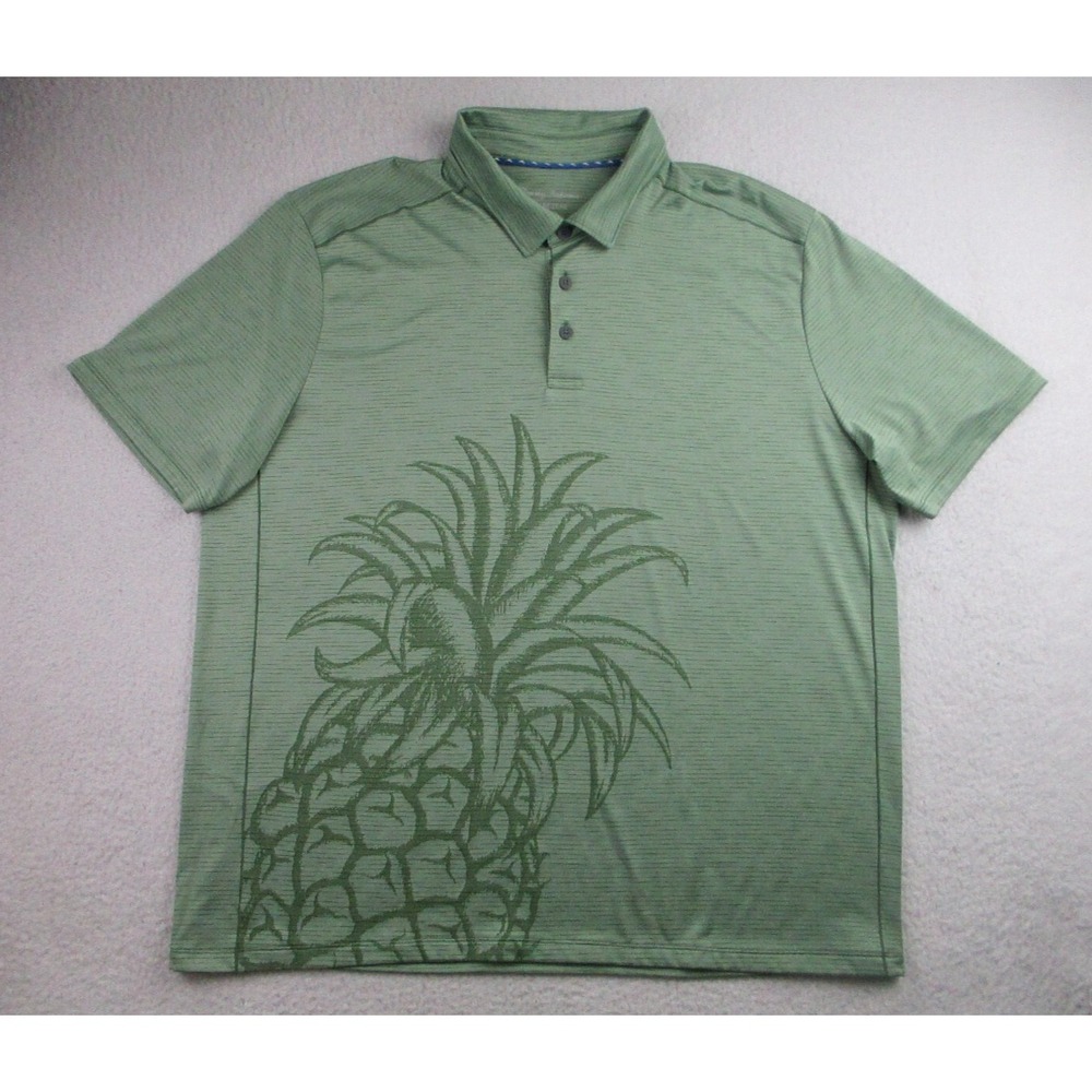 Tommy Bahama Islandzone Polo Shirt Mens XXL Green Piña Grande S/L Golf Casual
